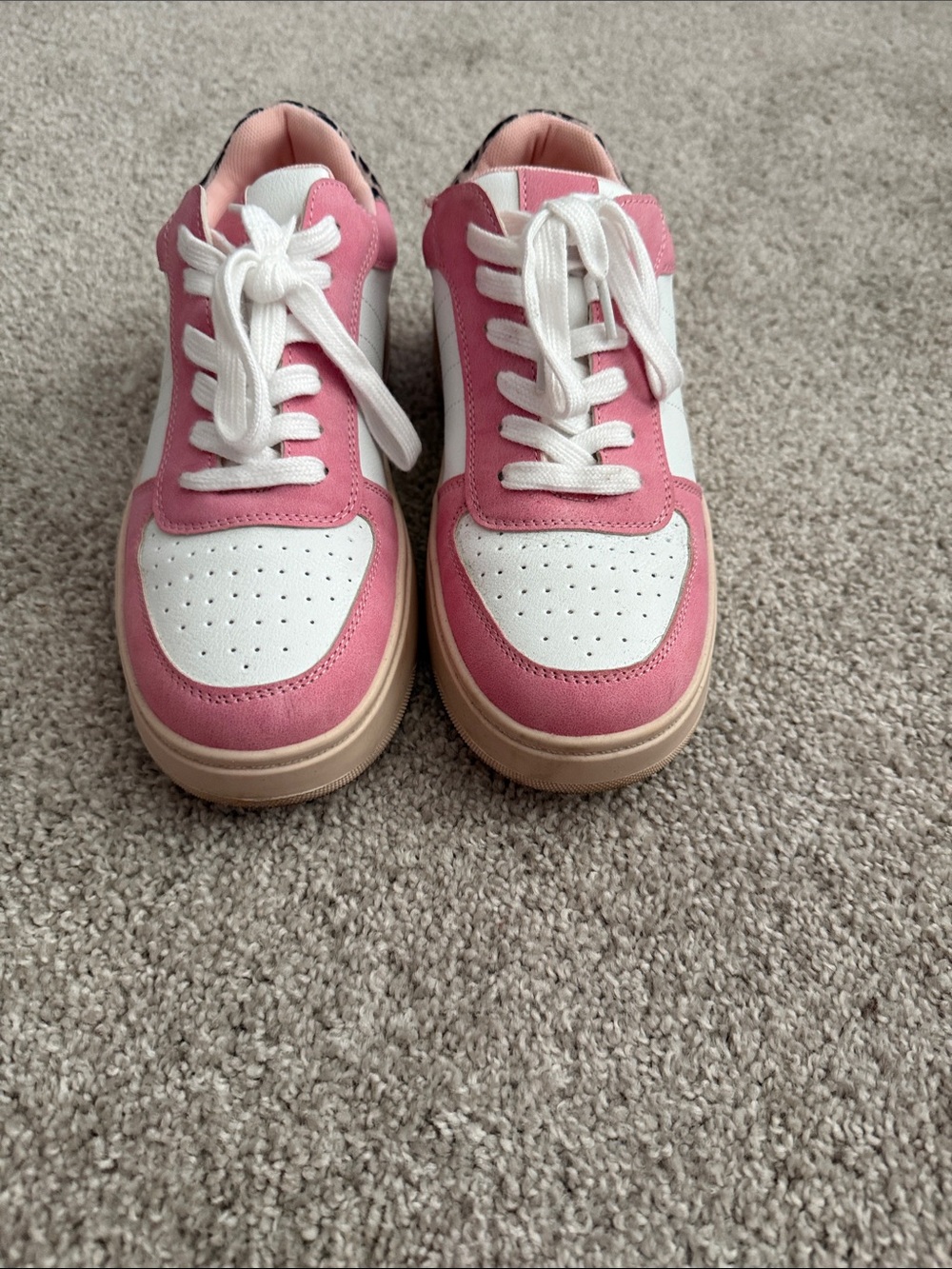 Hey Girl Women’s Pink and White Casual Sneakers - Stylish Everyday Shoes